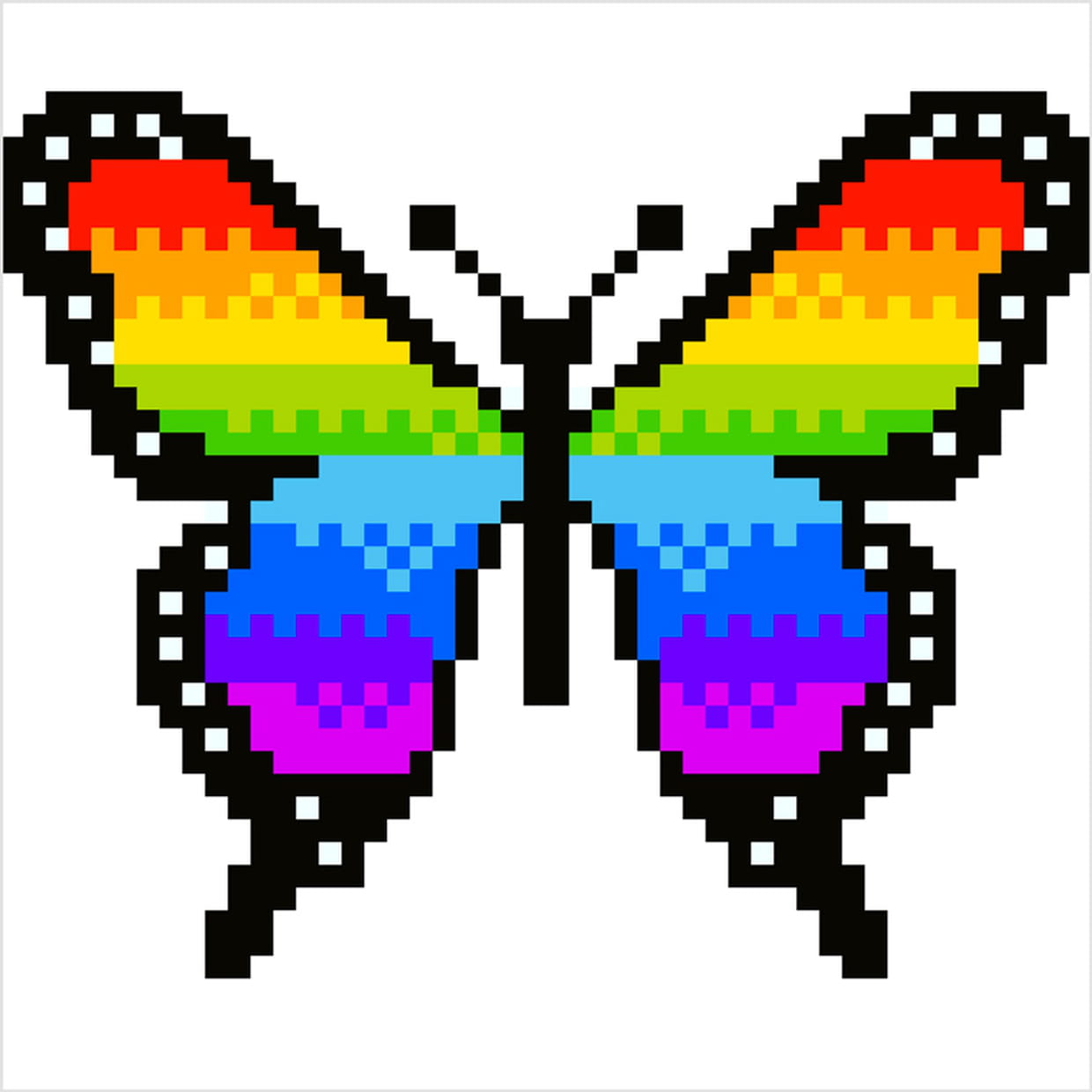 Papillon Arc-En-Ciel En Pixel Art dedans Jeu De Coloriage Pixel