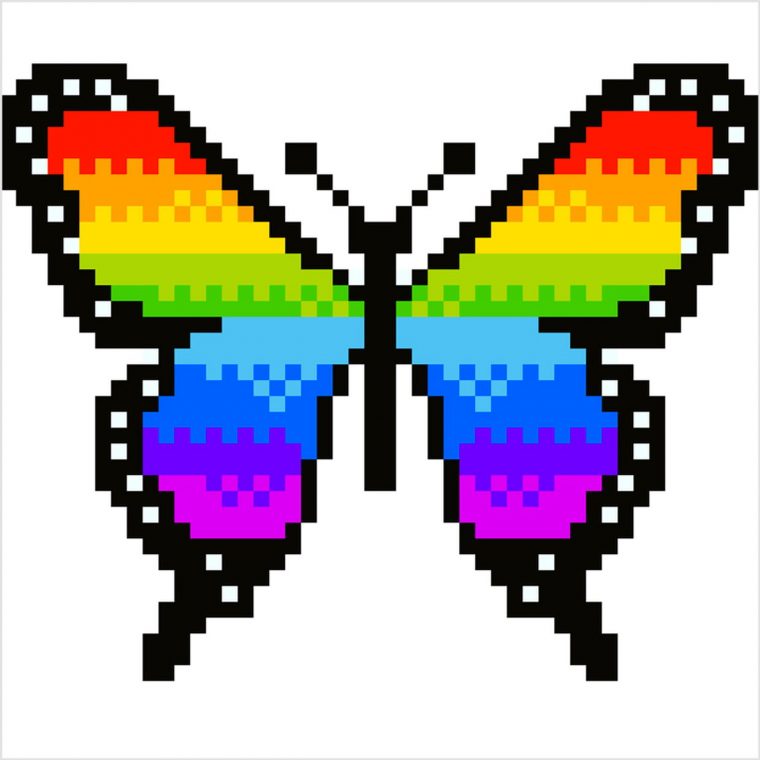 Papillon Arc-En-Ciel En Pixel Art tout Jeux Dessin Pixel