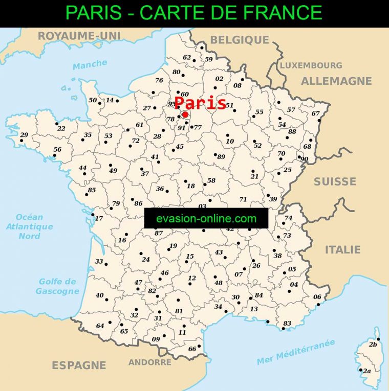 Paris Sur La Carte De France » Vacances – Arts- Guides Voyages avec Carte De France Et Departement