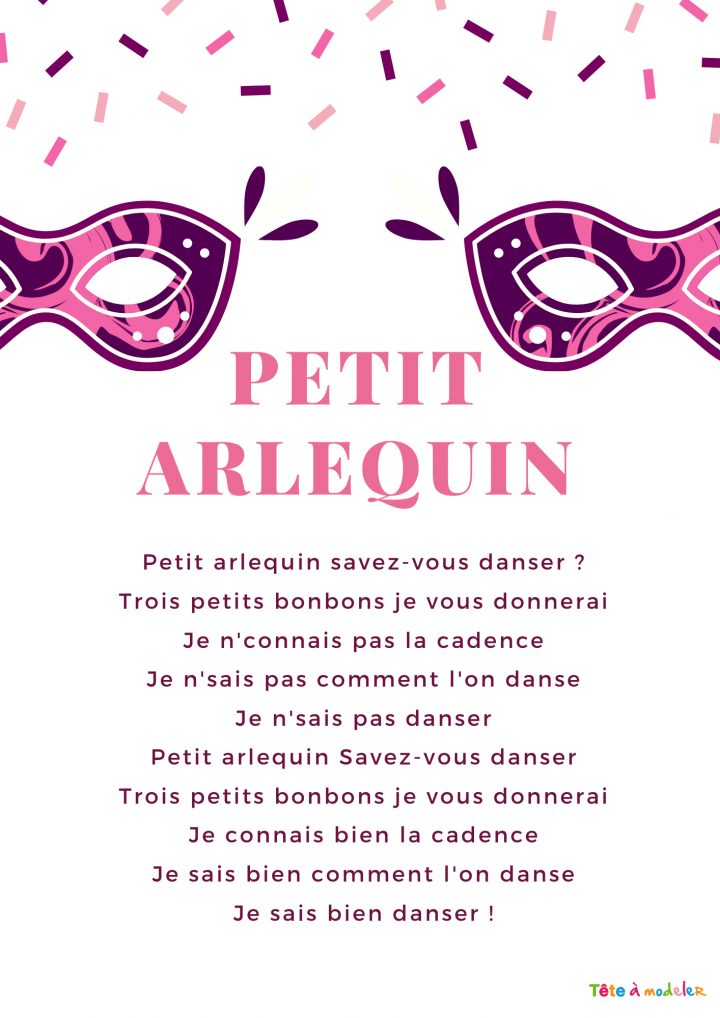 Paroles De La Comptine Petit Arlequin À Imprimer encequiconcerne Arlequin A Colorier