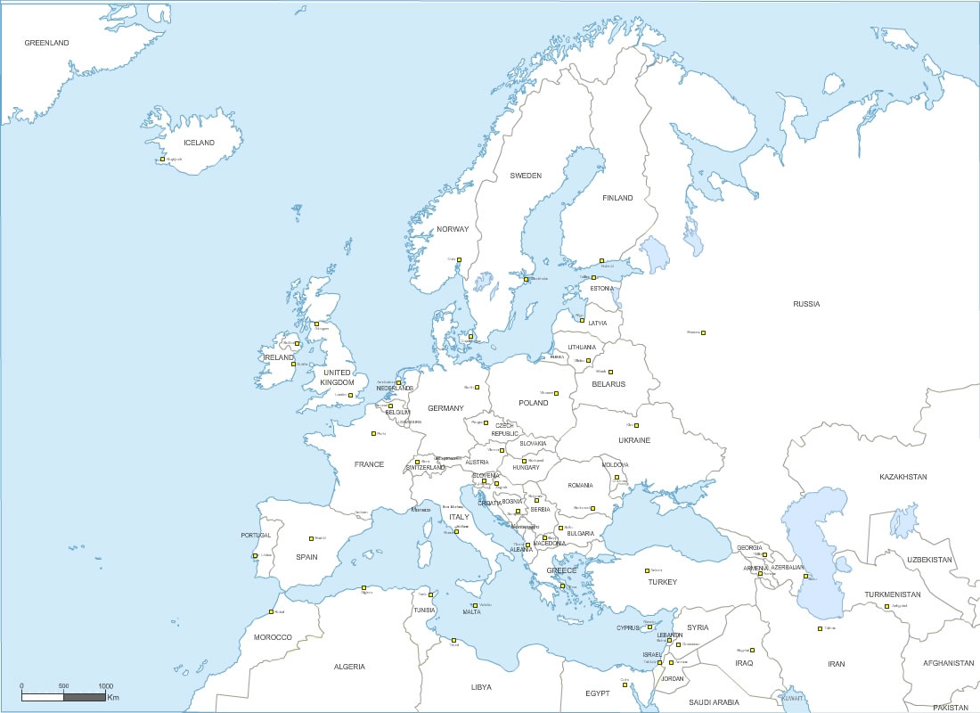 Pays D&amp;#039; Europe Avec Capitales à Carte Capitale Europe 