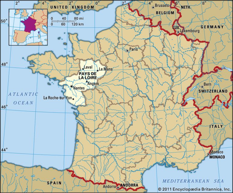 Pays De La Loire | History, Geography, & Points Of Interest destiné Combien De Region En France