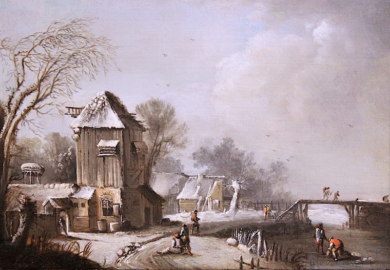 Paysage D'hiver À La Ferme, Entourage De Klaes Molenaer, Xviie Siecle encequiconcerne Dessin De Paysage D Hiver