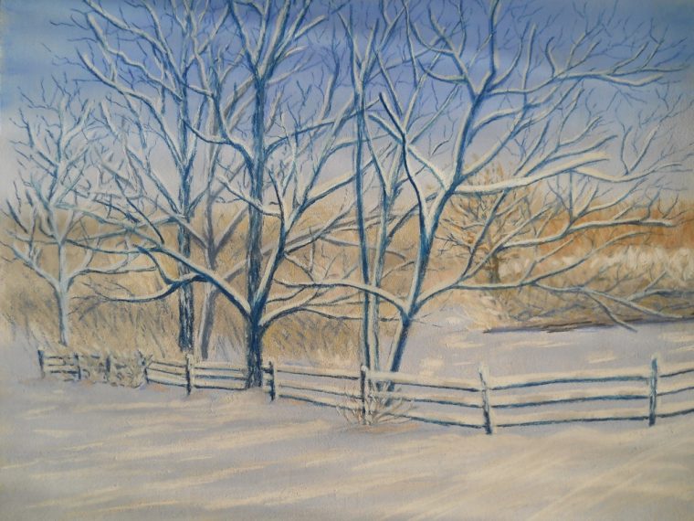 Paysage D'hiver – Pastel Et Dessin à Dessin De Paysage D Hiver