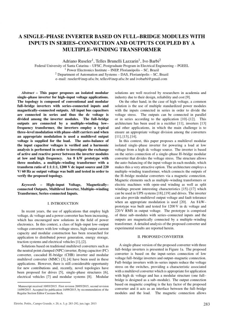 Pdf) A Multilevel Inverter Based On Full-Bridge Modules With tout Revision Grande Section Pdf) A Multilevel Inverter Based On Full-Bridge Modules With tout Revision Grande Section