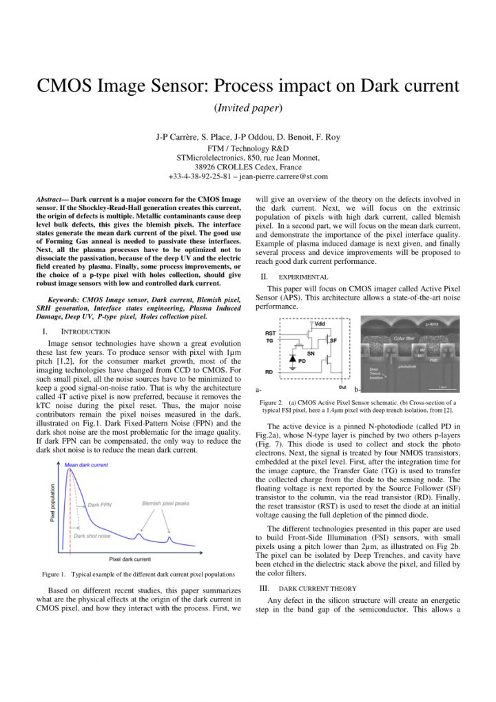 Pdf) Cmos Image Sensor: Process Impact On Dark Current destiné Pixel A Colorier