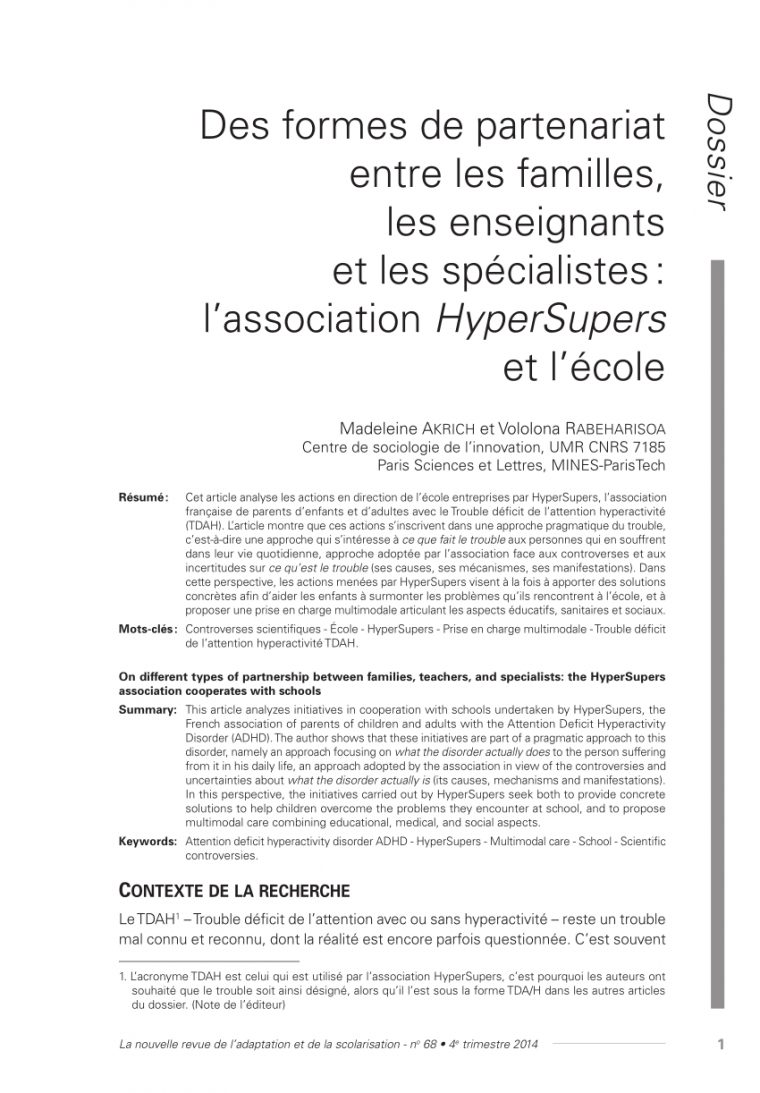 Pdf) Des Formes De Partenariat Entre Les Familles, Les destiné Association De Formes