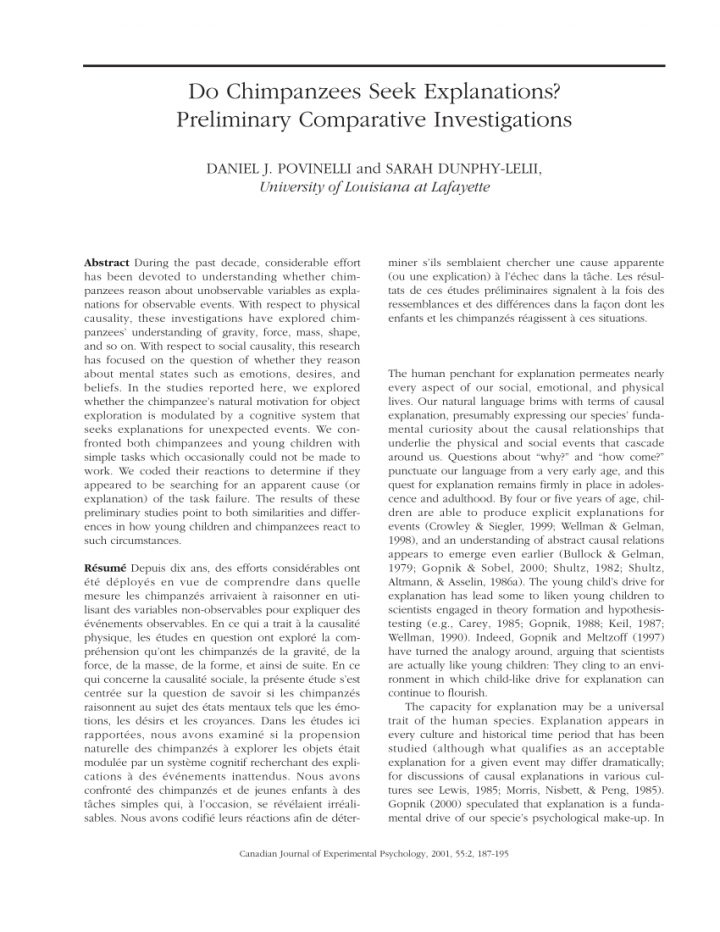 Pdf) Do Chimpanzees Seek Explanations? Preliminary avec Chercher Les Differences