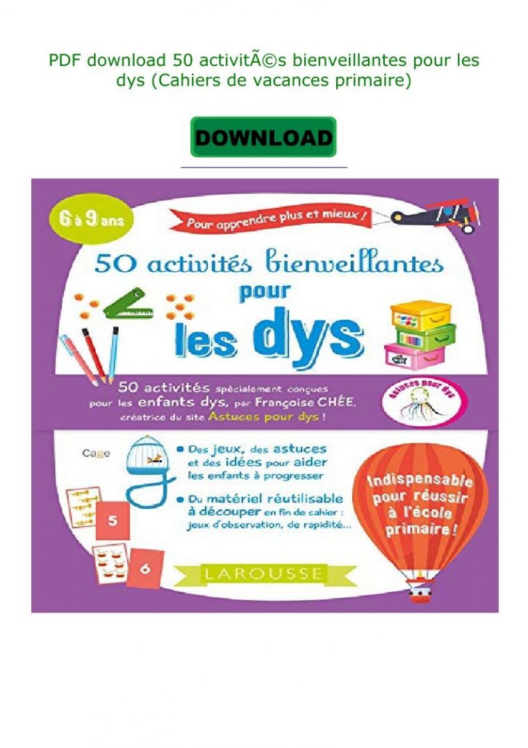 Pdf Download 50 Activitã©S Bienveillantes Pour Les Dys pour Cahier De Vacances Maternelle Pdf