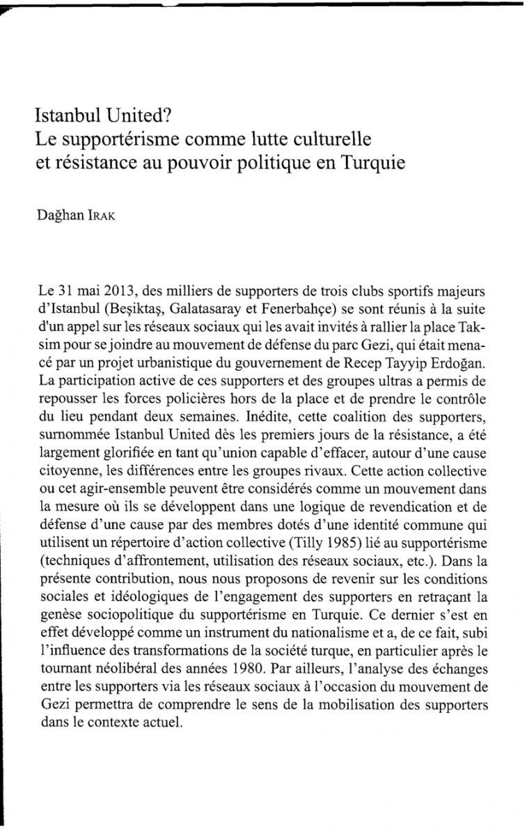 Pdf) Istanbul United? Le Supportérisme Comme Lutte tout Prohibé Mots Fléchés