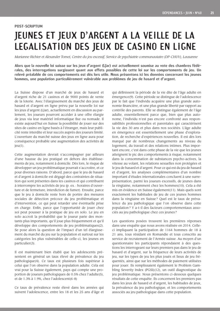 Pdf) Jeunes Et Jeux D'argent À La Veille De La Légalisation dedans Jeu En Ligne Pour Adulte