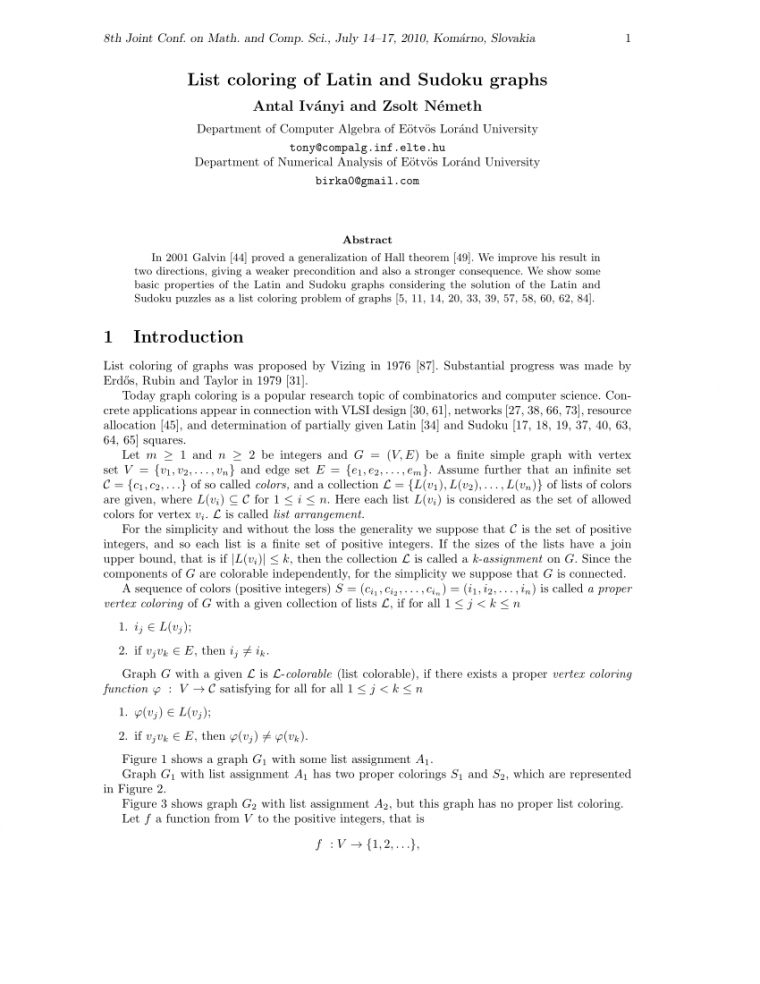 Pdf) List Coloring Of Latin And Sudoku Graphs intérieur Sudoku Gs