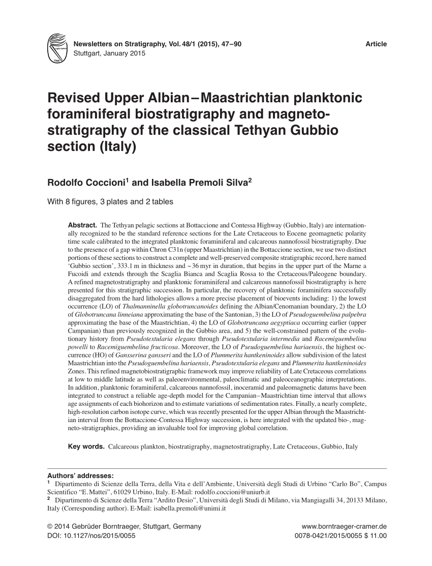 Pdf) Revised Upper Albian – Maastrichtian Planktonic pour Revision Grande Section