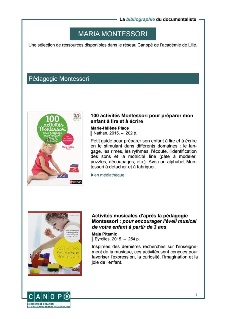 Pédagogie Montessori By Canopé Académie De Lille – Issuu encequiconcerne Activité Montessori 3 Ans