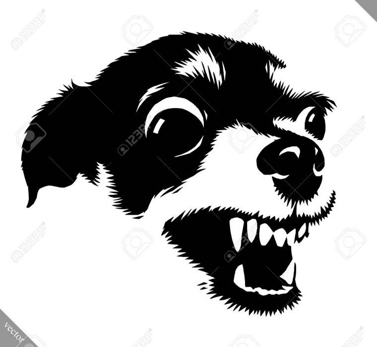 Peinture Linéaire Noir Et Blanc Dessiner Chien Vector Illustration concernant Dessin Noir Et Blanc Animaux