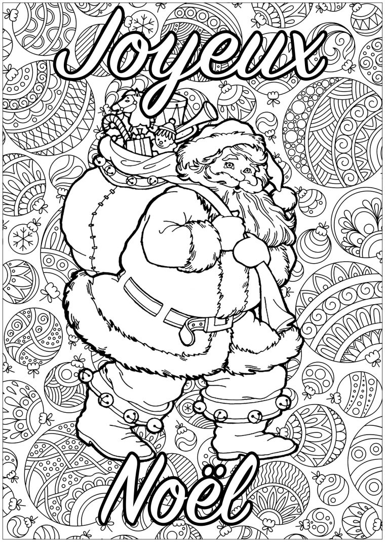 Pere Noel Avec Texte – Noël – Coloriages Difficiles Pour Adultes à Coloriage De Pere Noel A Imprimer Gratuitement