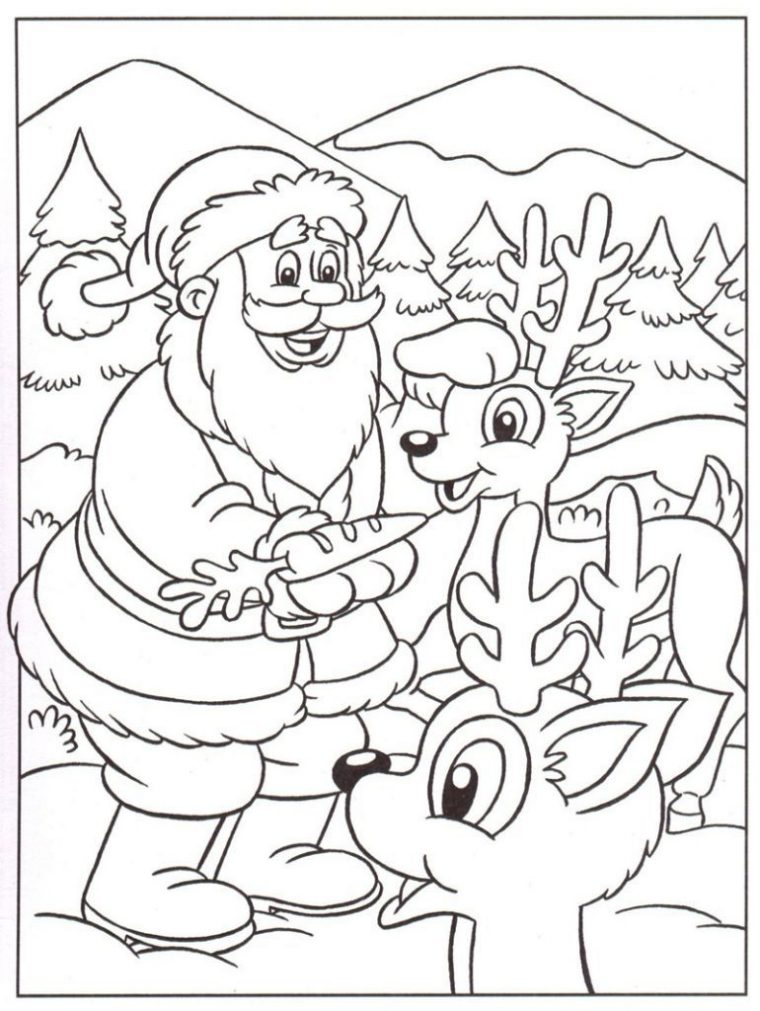 Père Noël Et Petits Rennes – Coloriage Père Noël encequiconcerne Dessins Pere Noel Imprimer