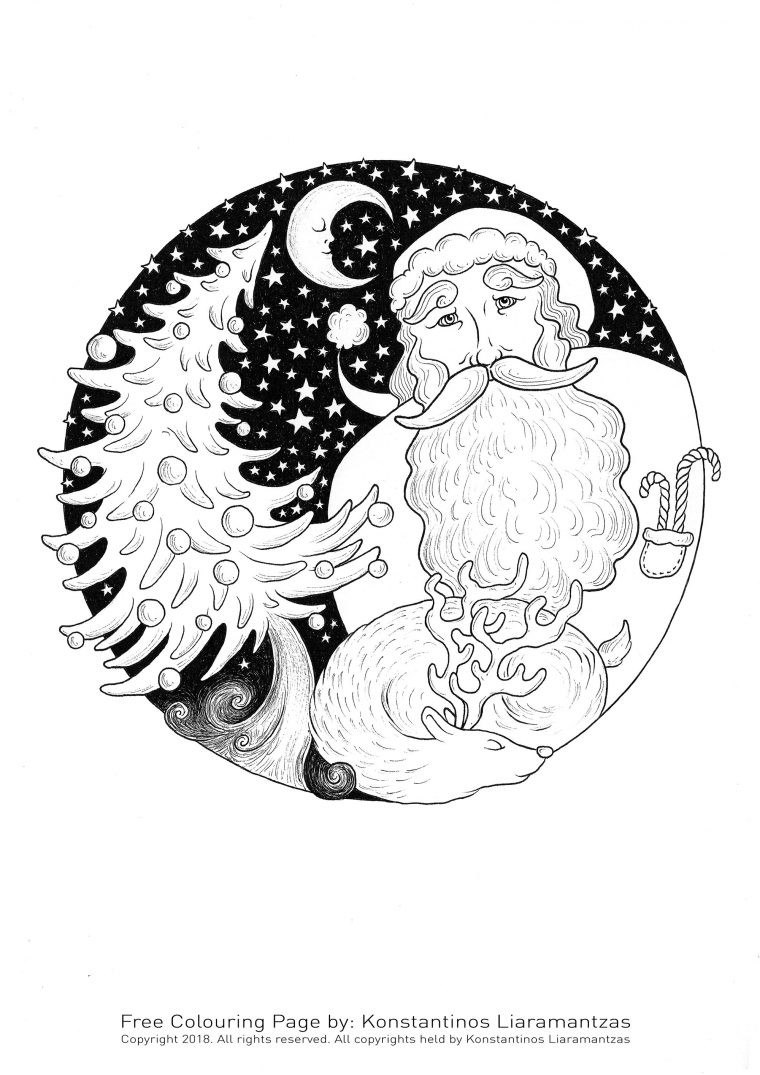 Père Noël Et Sapin – Noël – Coloriages Difficiles Pour Adultes serapportantà Coloriage Pere Noel À Imprimer Gratuit