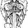 Personnage De Dessin Animé De Coloration D'épée De Viking De avec Coloriage D Épée
