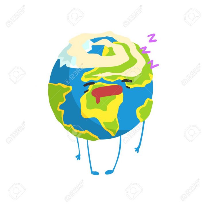 Personnage De Planète Terre Dessin Animé Mignon Dormant, Drôle Emoji Globe  Vector Illustration serapportantà Image De La Terre Dessin