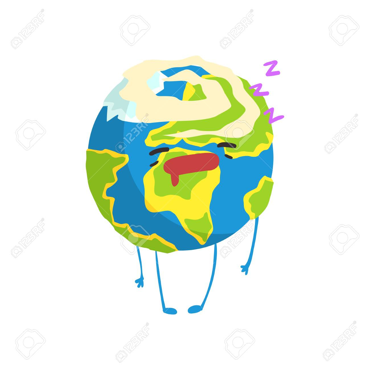 Personnage De Planète Terre Dessin Animé Mignon Dormant, Drôle Emoji Globe  Vector Illustration serapportantà Image De La Terre Dessin 