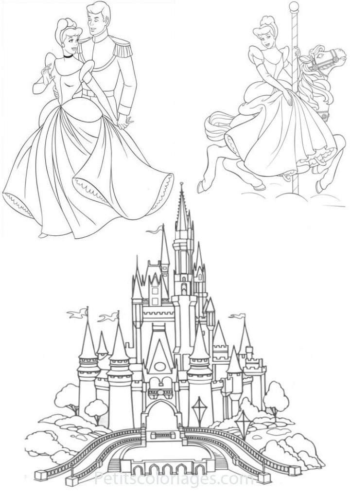 Petits Coloriages Cendrillon Chateau, Prince, Manege dedans Chateau Princesse Dessin