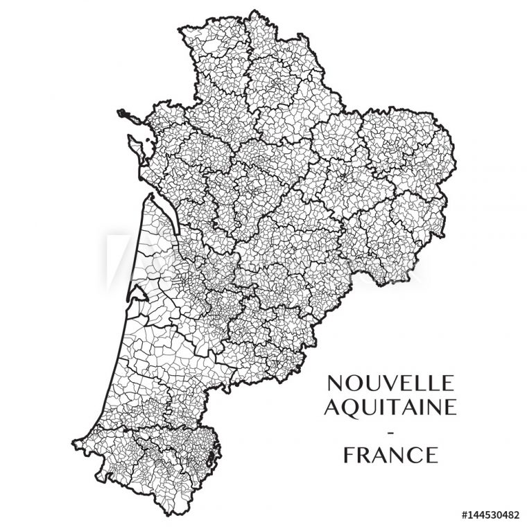 Photo & Art Print Detailed Map Of The Region Of Nouvelle serapportantà Nouvelle Region France