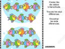 Picture Puzzle: Find The Seven Differences Between The Two Pictures Of Cute  Colorful Little Fish. Answer Included. tout Les 5 Differences