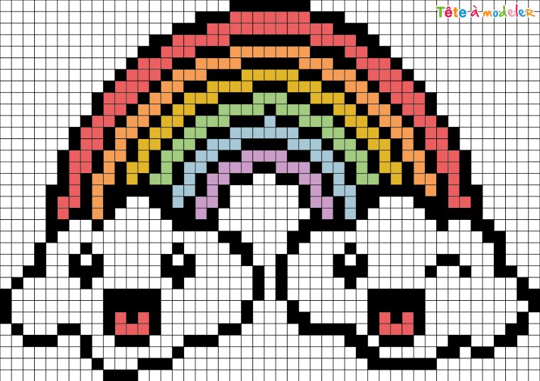 Pixel Art Arc-En-Ciel Par Tête À Modeler tout Modele Dessin Pixel