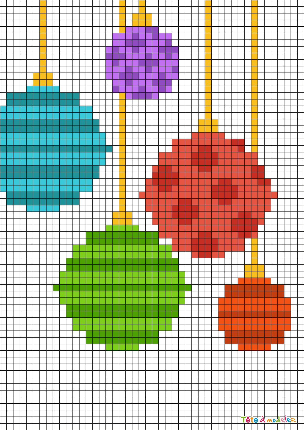Pixel Art Boules De Noël Par Tête À Modeler à Dessin Pixel Noel