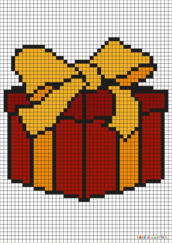 Pixel Art Cadeau De Noël Par Tête À Modeler dedans Pixel Art Pere Noel