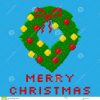 Pixel Art Christmas Wreath Gift Card Stock Illustration avec Dessin Pixel Noel