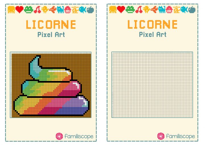 Pixel Art Crotte Arc-En-Ciel De Licorne tout Pixel A Colorier