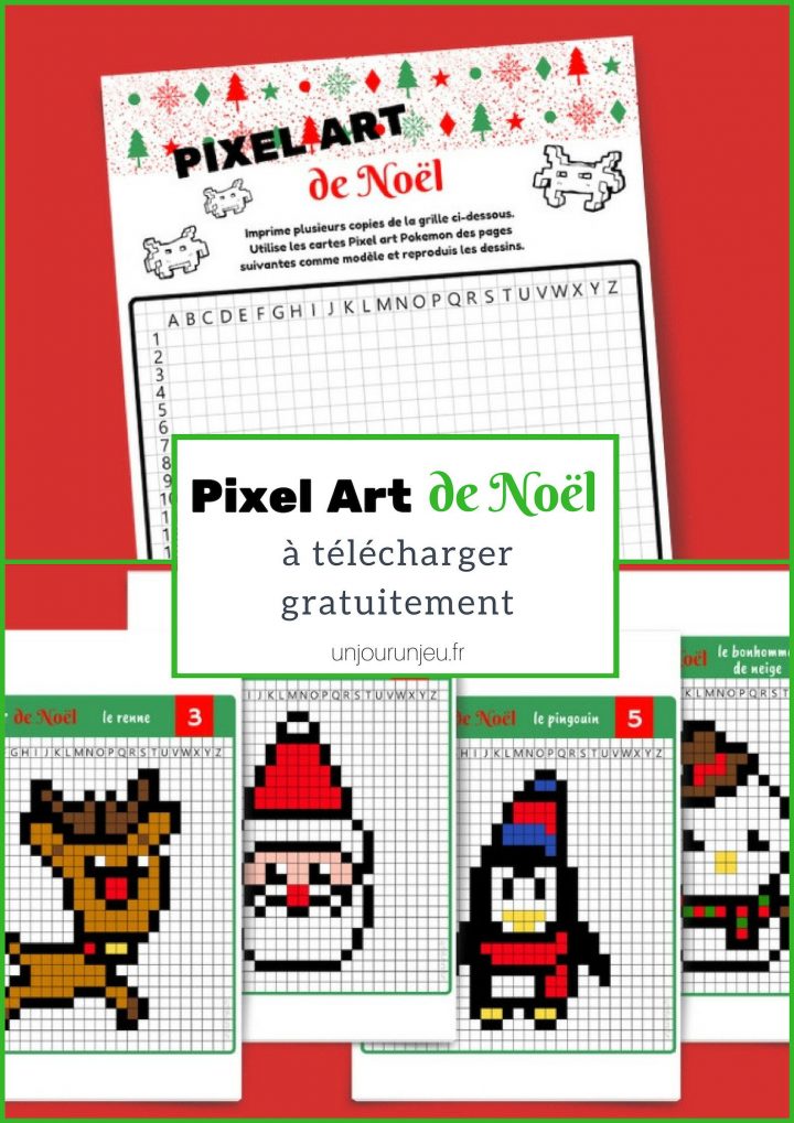 Pixel Art De Noël : 12 Modèles À Imprimer Gratuitement intérieur Jeu De Coloriage Pixel