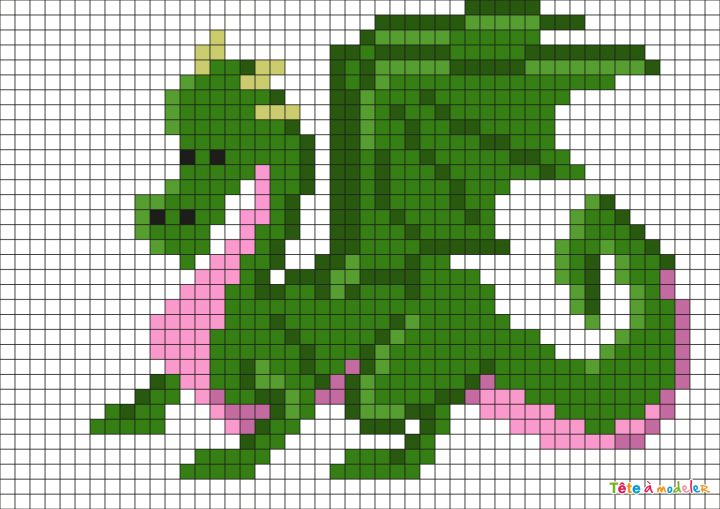 Pixel Art Dragon Par Tête À Modeler à Coloriage Pixel Gratuit