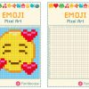 Pixel Art Emoji Coeurs avec Pixel A Colorier