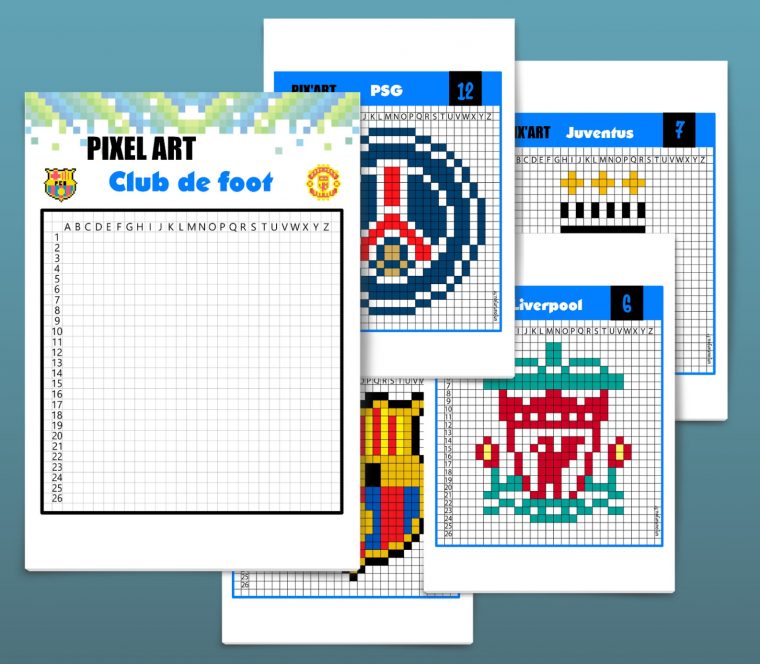 Pixel Art Football : 12 Logos De Club À Télécharger avec Modele Dessin Pixel