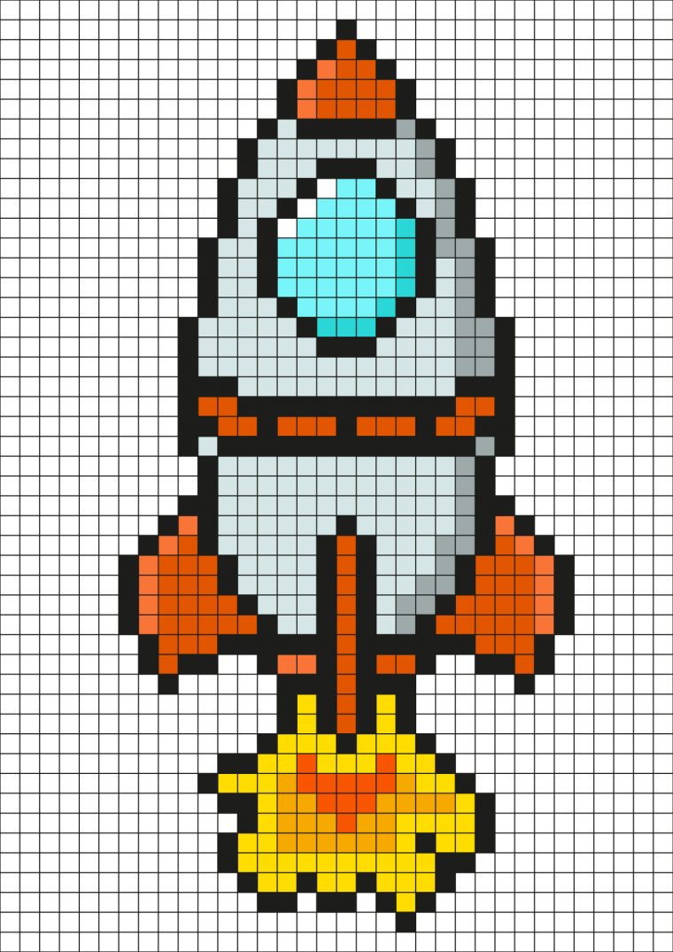 Pixel Art Fusée Par Tête À Modeler à Fusée À Imprimer