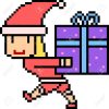 Pixel Art Illustration Du Père Noël Avec Une Boîte De Cadeau. pour Pixel Art Pere Noel