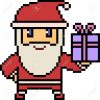 Pixel Art Illustration Of Santa Holding A Box Of Gift. concernant Pixel Art Pere Noel