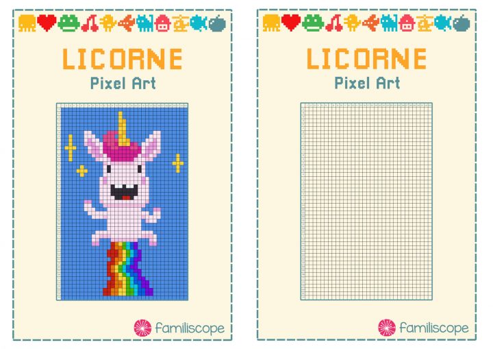 Pixel Art Licorne Arc-En-Ciel pour Pixel A Colorier