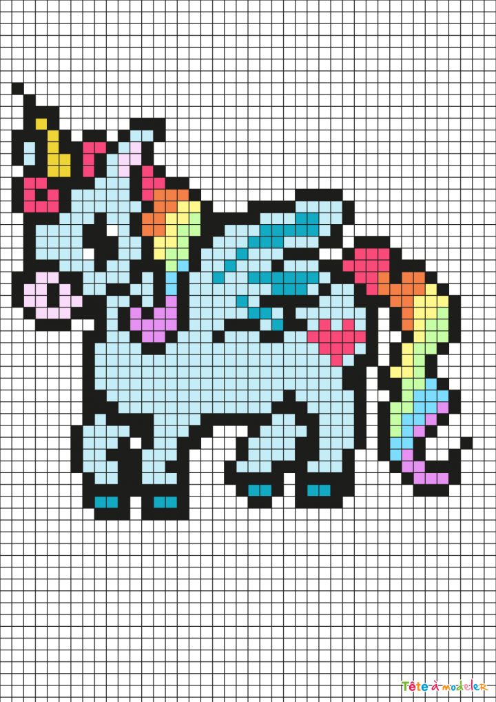 Pixel Art Licorne Par Tête À Modeler avec Coloriage Pixel Gratuit