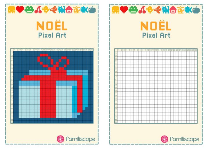 Pixel Art Noël : Cadeau De Noël avec Pixel A Colorier