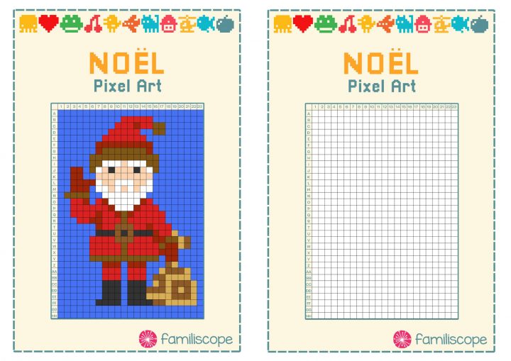 Pixel Art Noël : Père Noël destiné Pixel Art Pere Noel