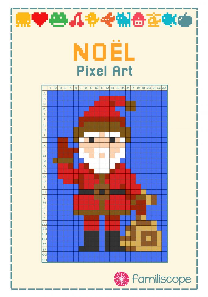 Pixel Art Noël : Père Noël serapportantà Pixel Art Pere Noel