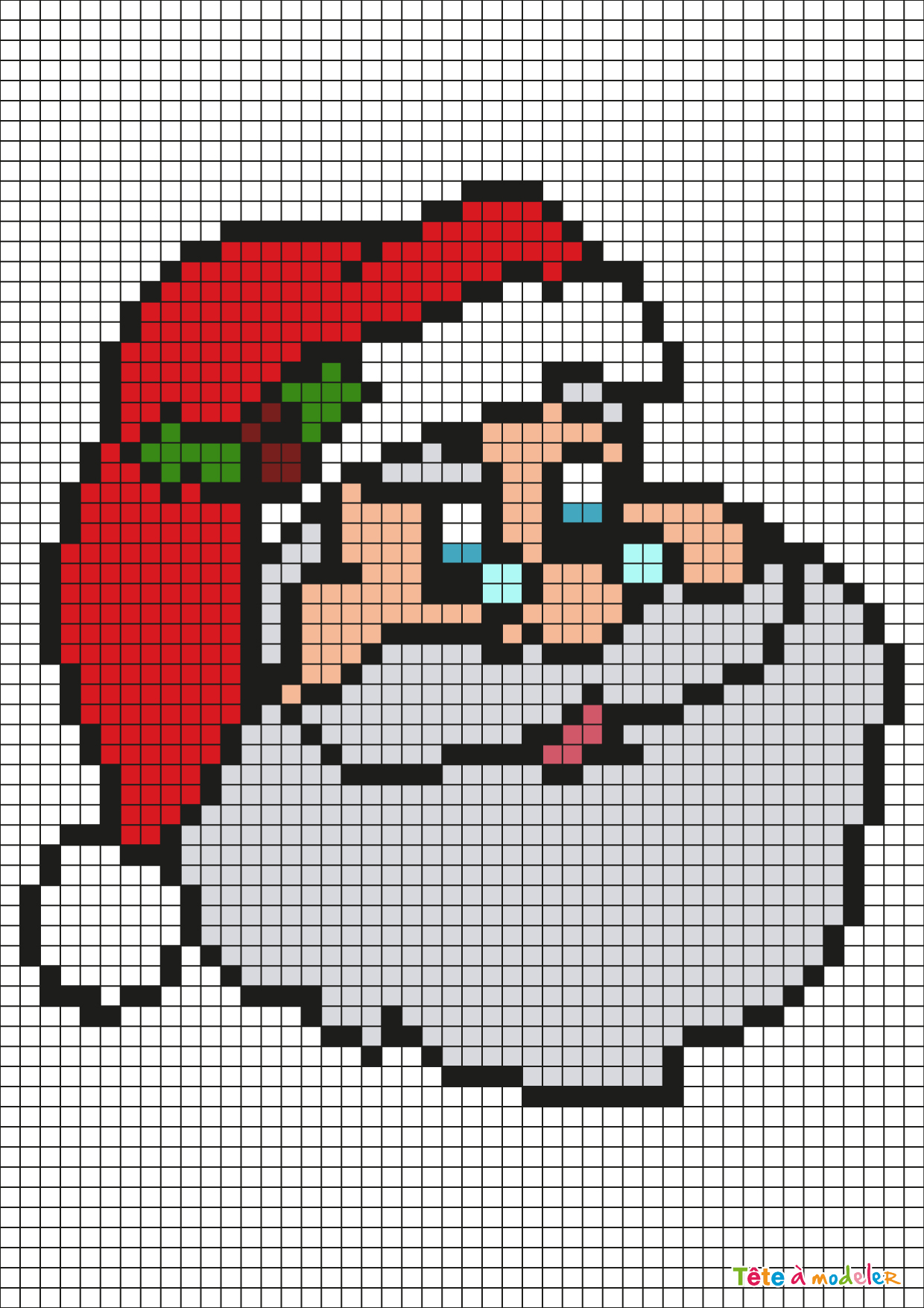 Pixel Art Père Noël Par Tête À Modeler dedans Coloriage De Pere Noel A Imprimer Gratuitement