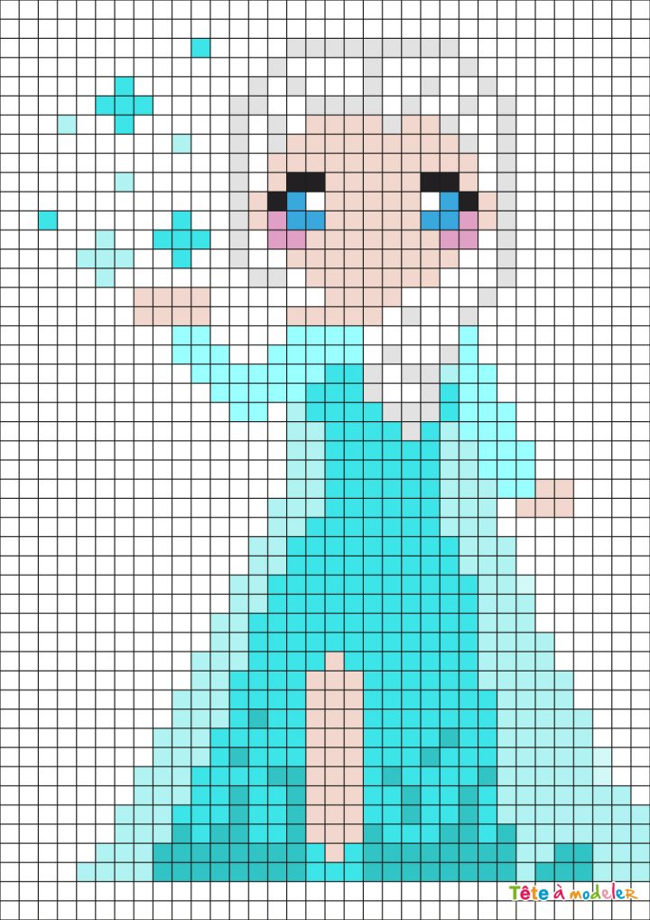 Pixel Art Princesse La Reine Des Neiges Par Tête À Modeler avec Jeu De Coloriage Pixel