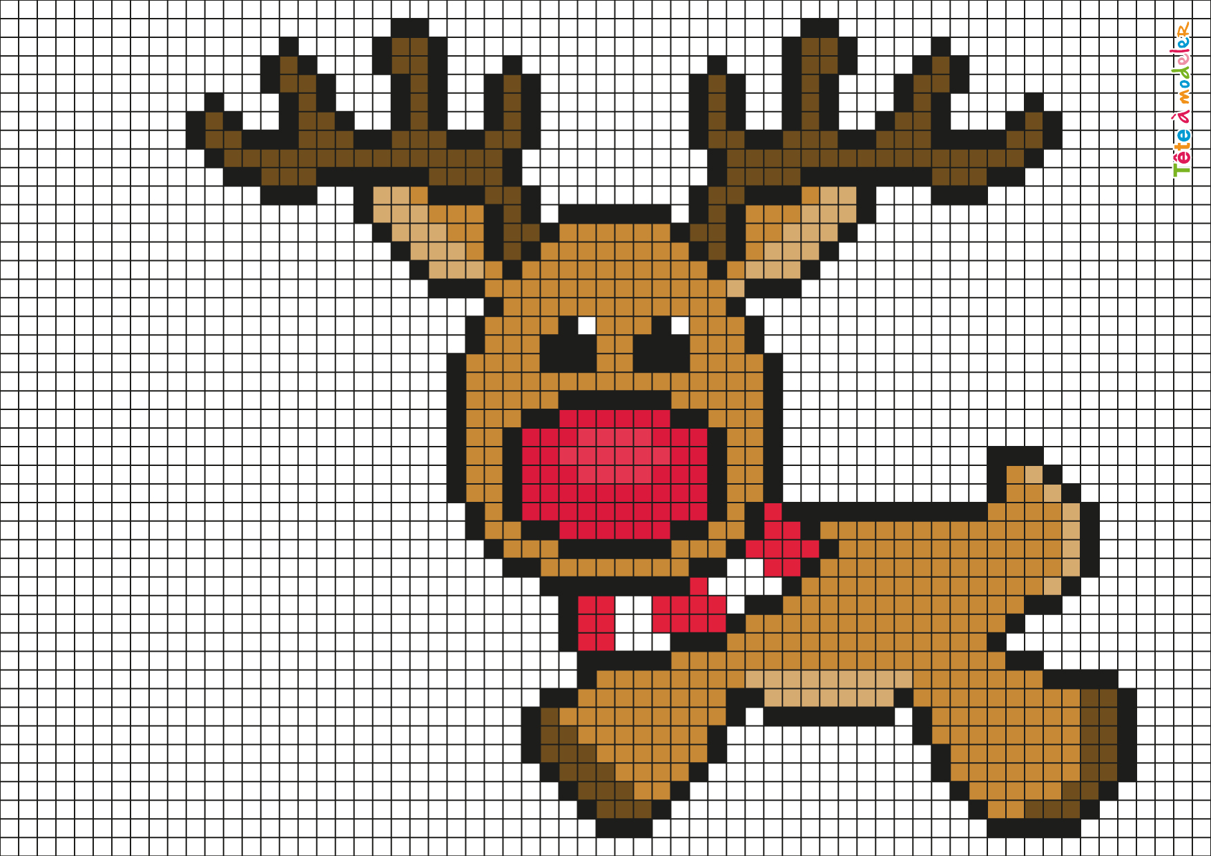 Pixel Art Renne De Noël Par Tête À Modeler à Dessin Pixel Noel
