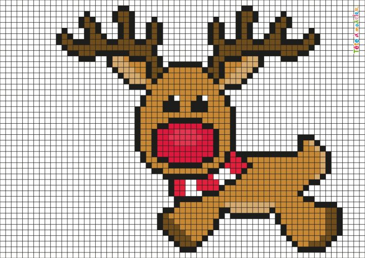 Pixel Art Renne De Noël Par Tête À Modeler encequiconcerne Pixel Art Pere Noel