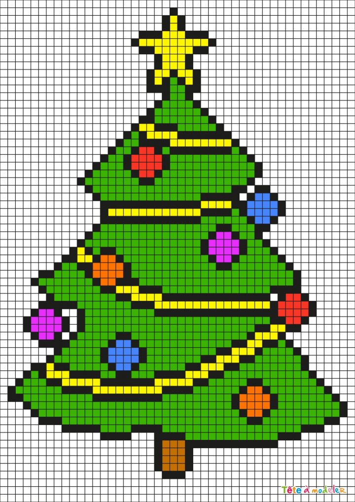 Pixel Art Sapin De Noël Par Tête À Modeler dedans Pixel Art Pere Noel